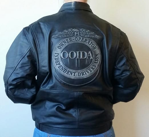 Logo Embossed Leather Jacket